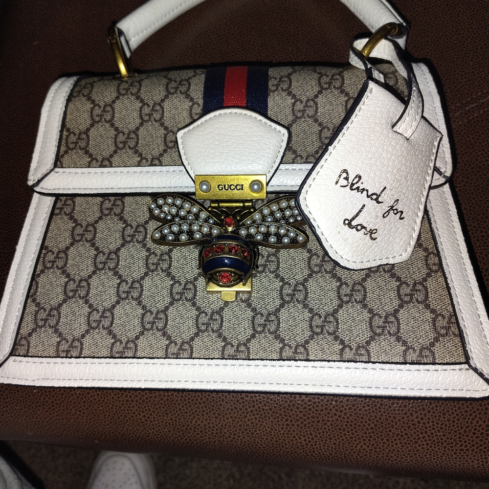 Gucci Beige and White Mini Bag with Bee Accent